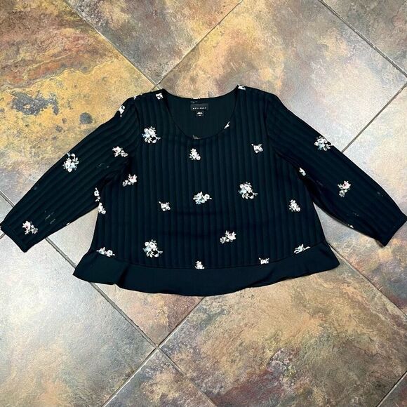 Metaphor Floral Flowy Long Sleeve Semi-Sheer Blouse Medium - Picture 5 of 12